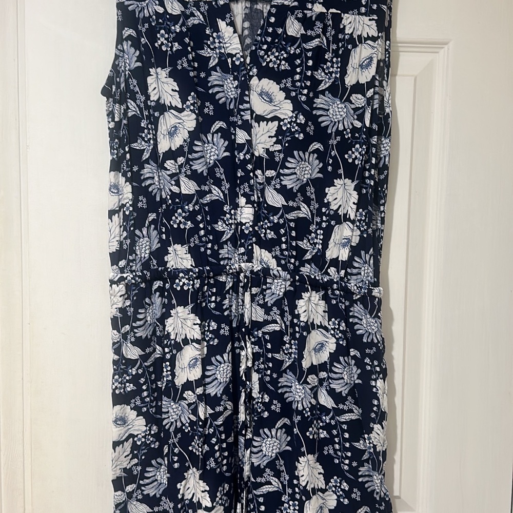 GAP Blue and White Floral Cinch Waist Dress
